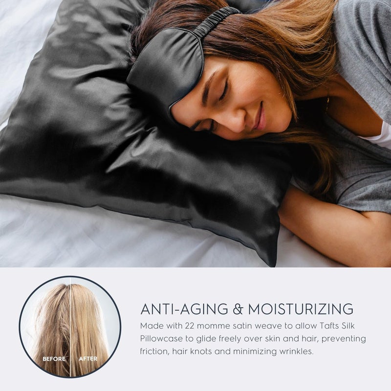 Tafts Pillow Cases - 22mm 100% Pure Mulberry 6A Silk Pillowcase for Hair & Skin with Zipper Closure, Cooling, Natural, Organic, Double Sided Silk Pillow Case (Charcoal Grey, Queen 20x30 1pc) - Image 3